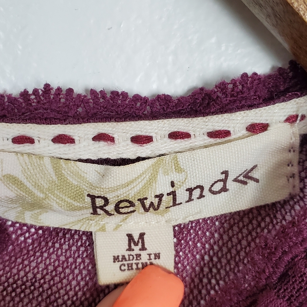 Rewind Womens Semi-Sheer Tunic Top Maroon‎ Medium - Picture 11 of 14